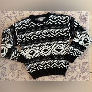 Vintage Chartwell Black and White Geometric Crewneck Sweater Unisex